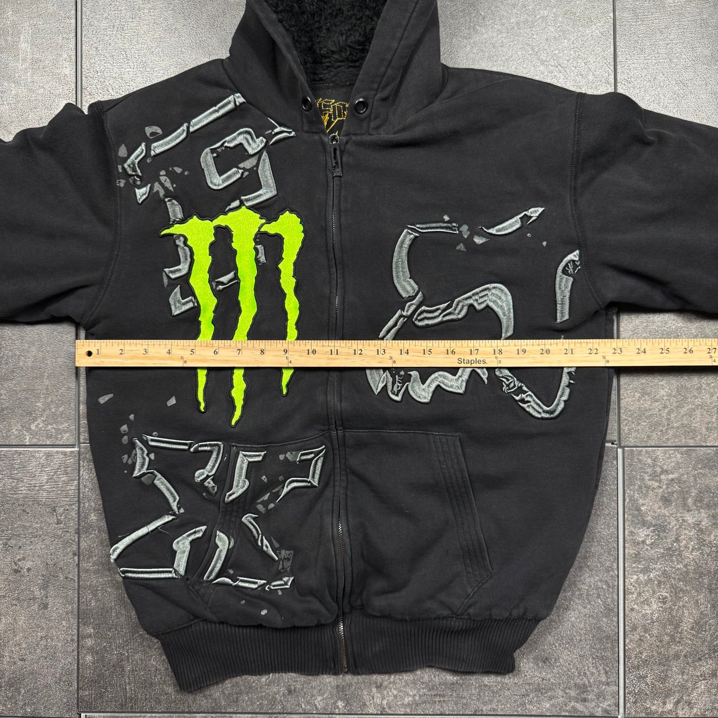 Y2K Fox Racing x Monster Energy Zip-Up Hoodie (L)