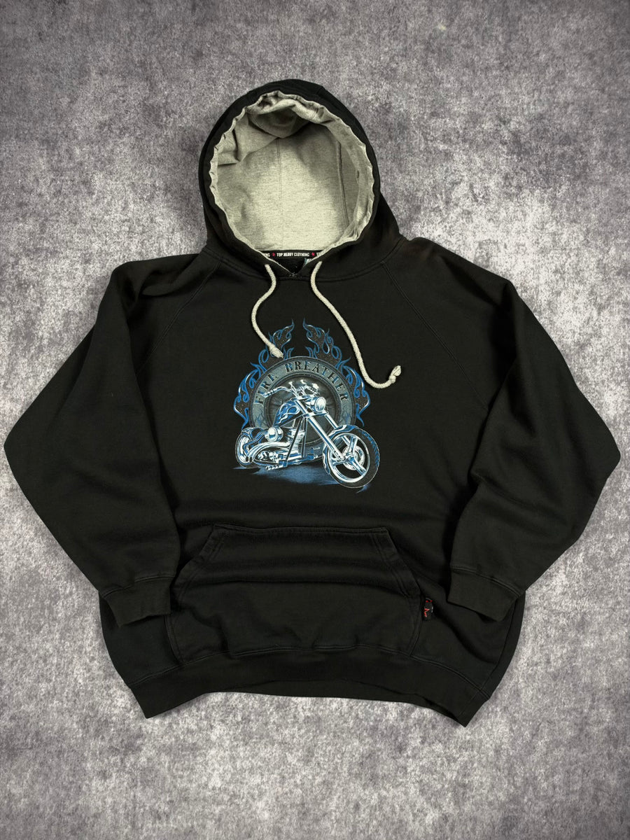 (RARE) 2000s CHROME TOP HEAVY HOODIE (L)