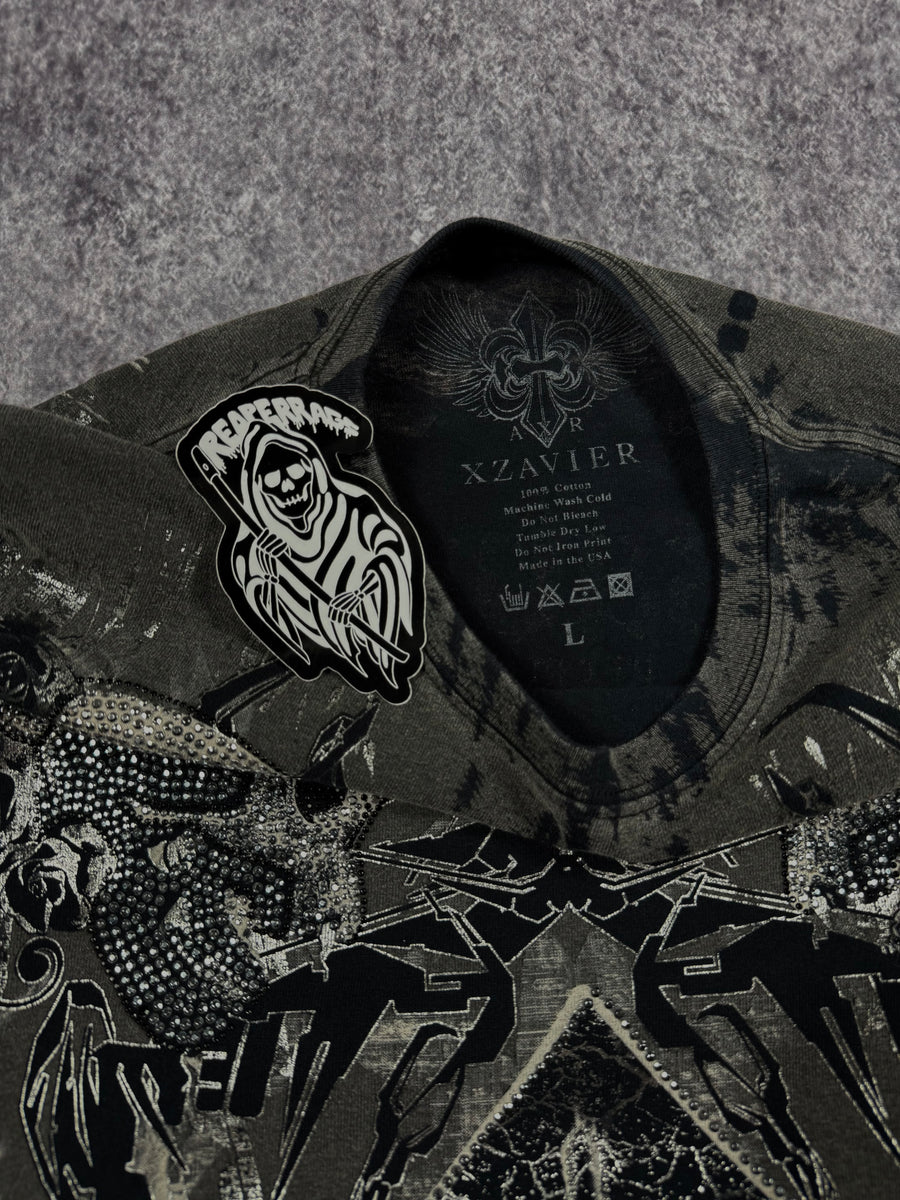 (rare) 2000s xzavier rhinestone shirt (S)