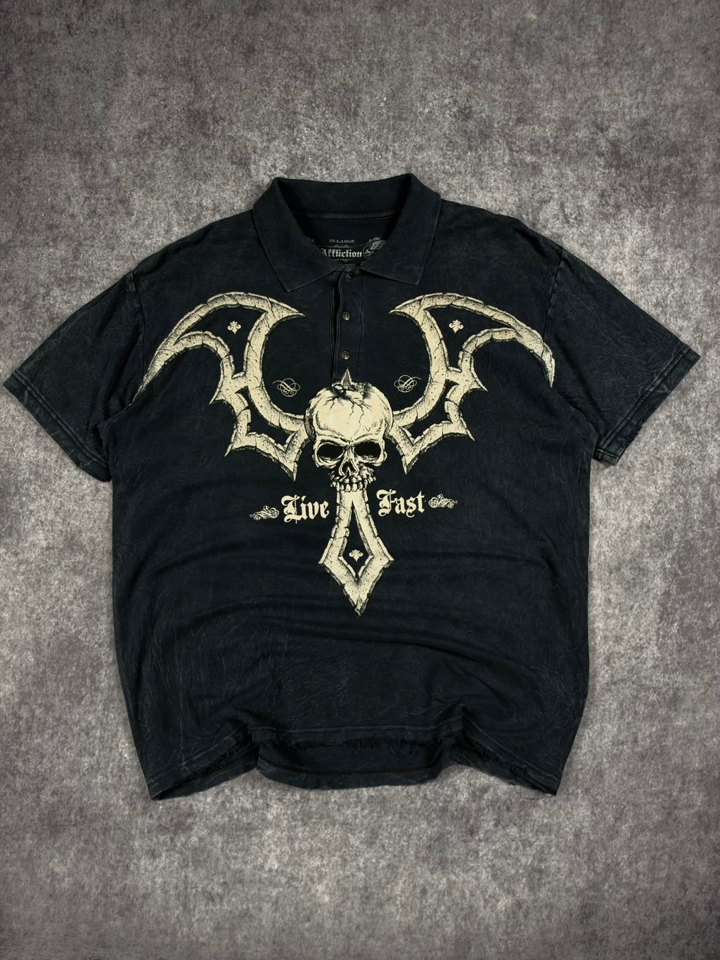 (GRAIL) 2000s CHROME AFFLICTION POLO (XXL)