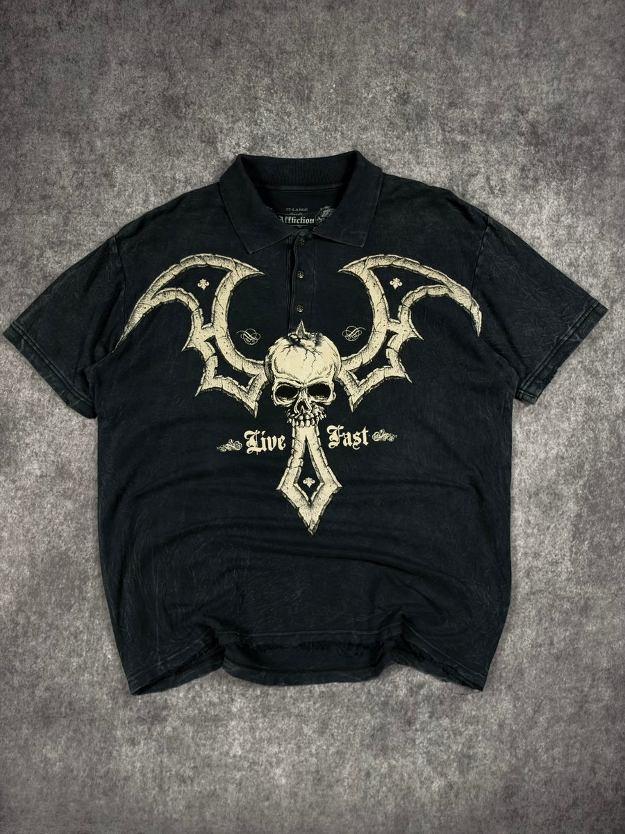 (GRAIL) 2000s CHROME AFFLICTION POLO (XXL)