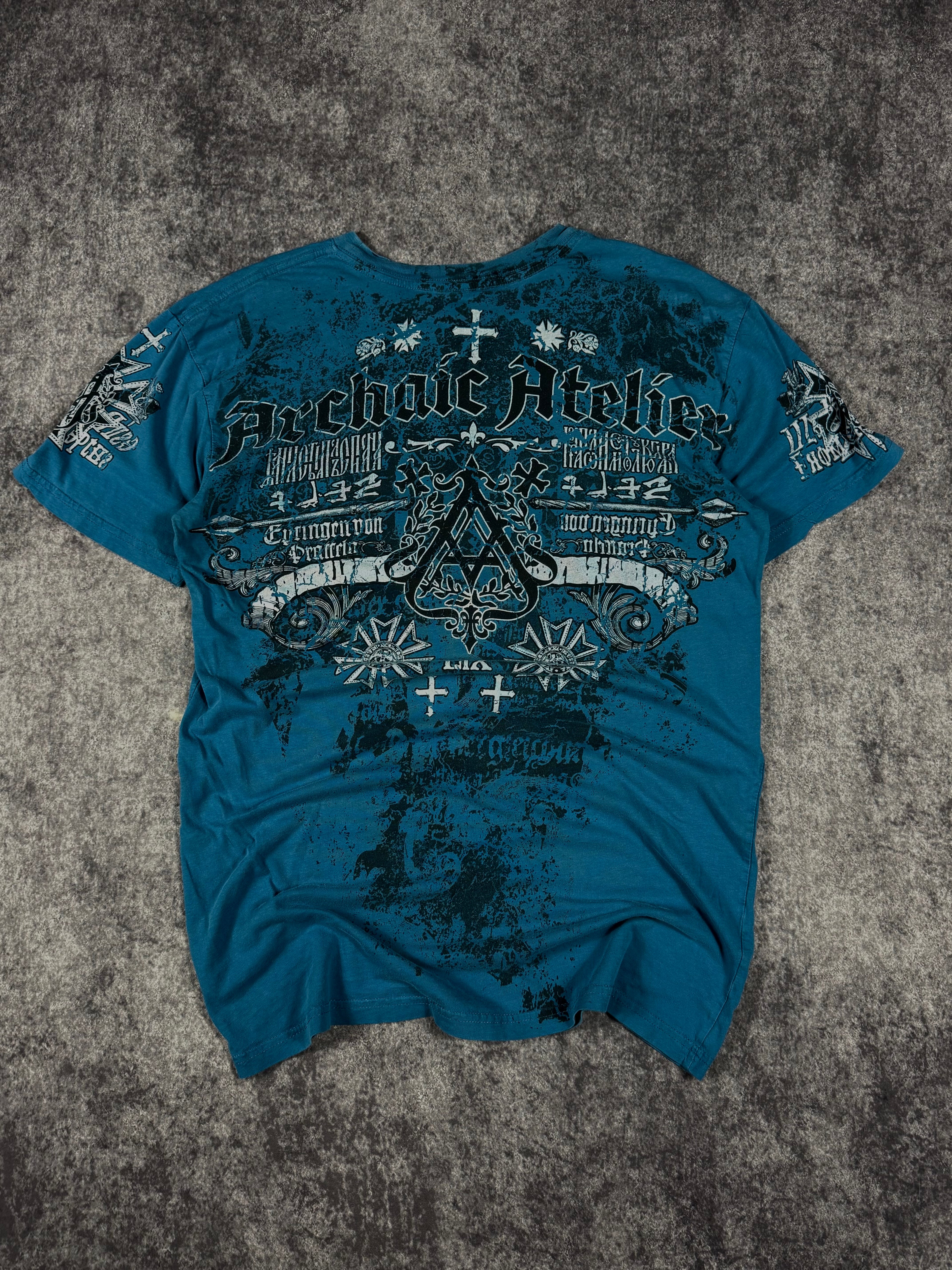 (rare) 2000s archaic x affliction shirt (L)