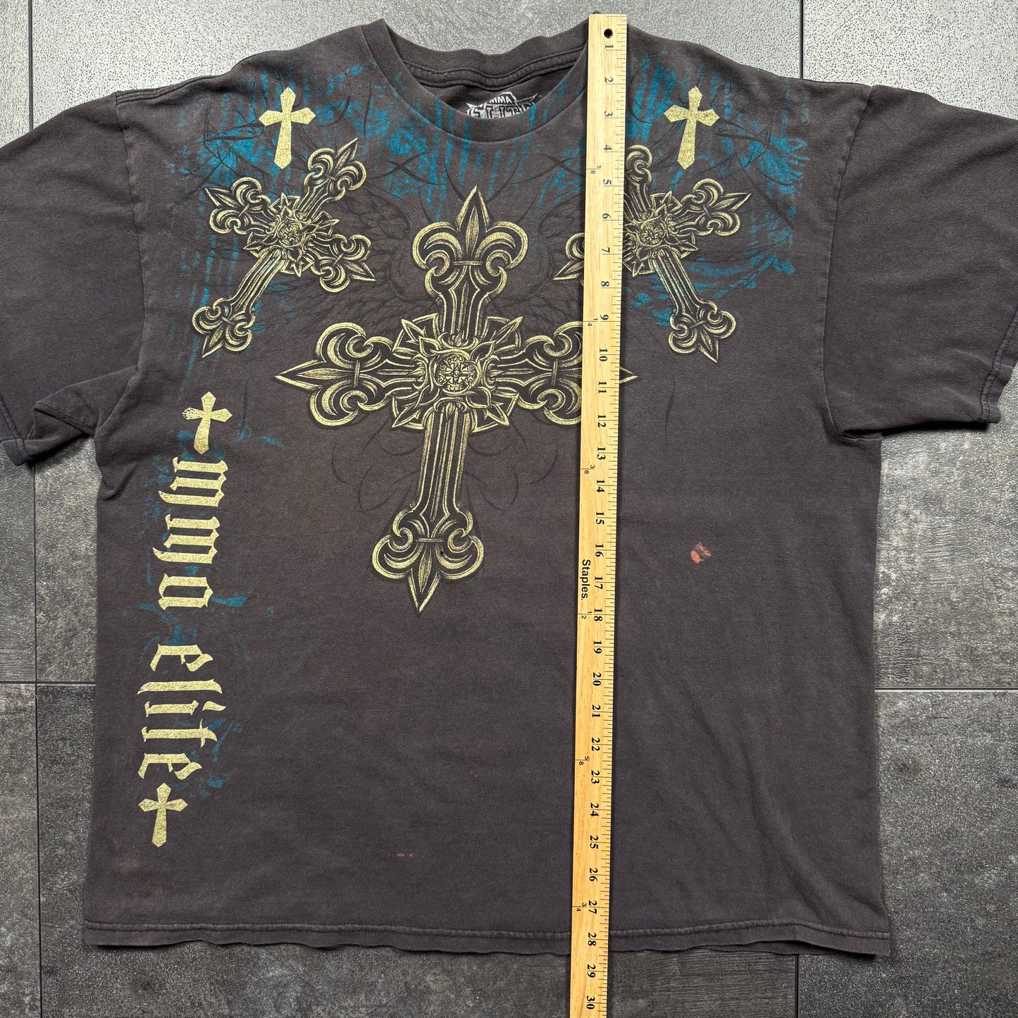 Y2K MMA ELITE Grunge Cross Tshirt (XL)