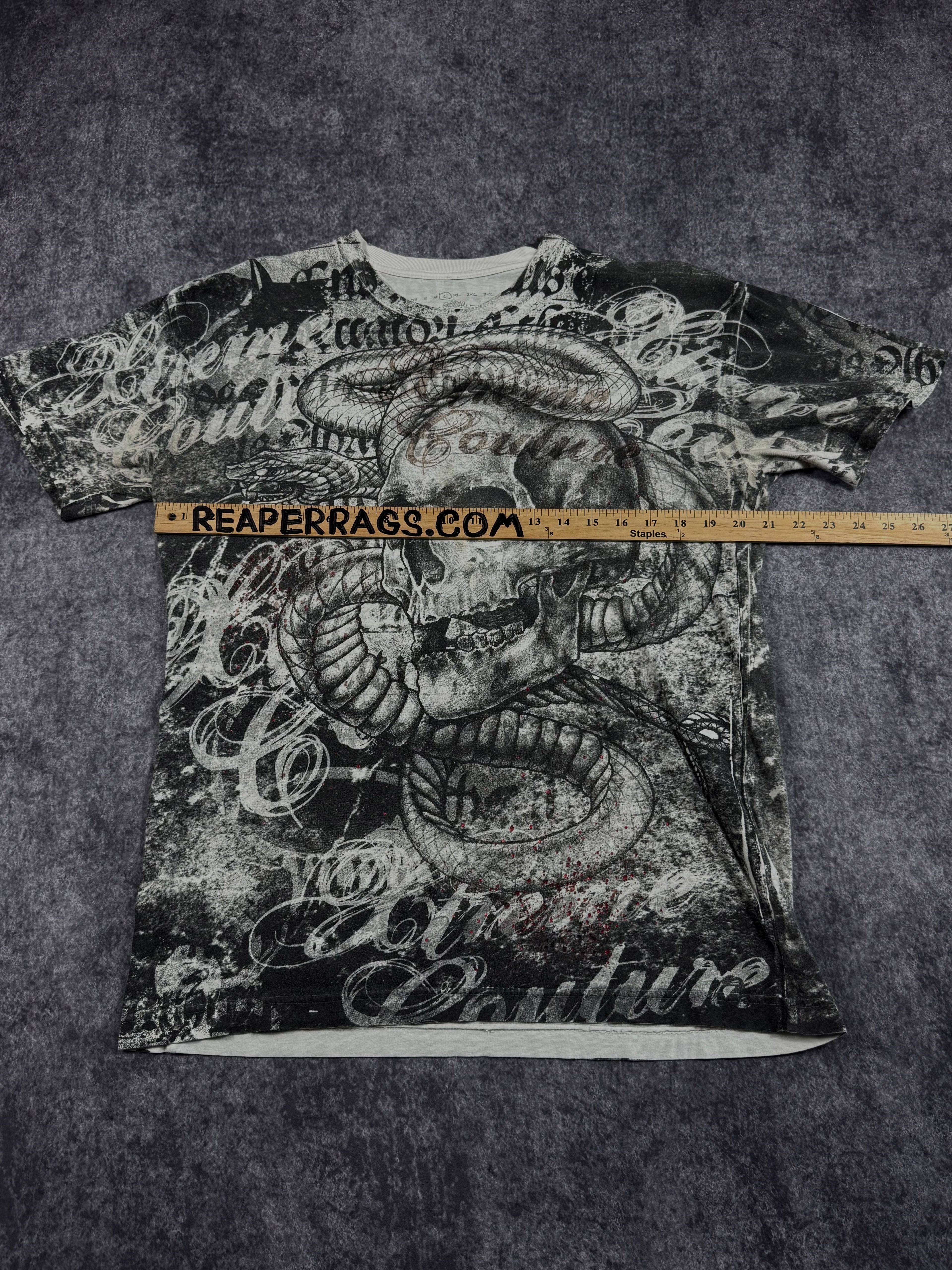(rare) 2000s xtreme couture chrome shirt (L)