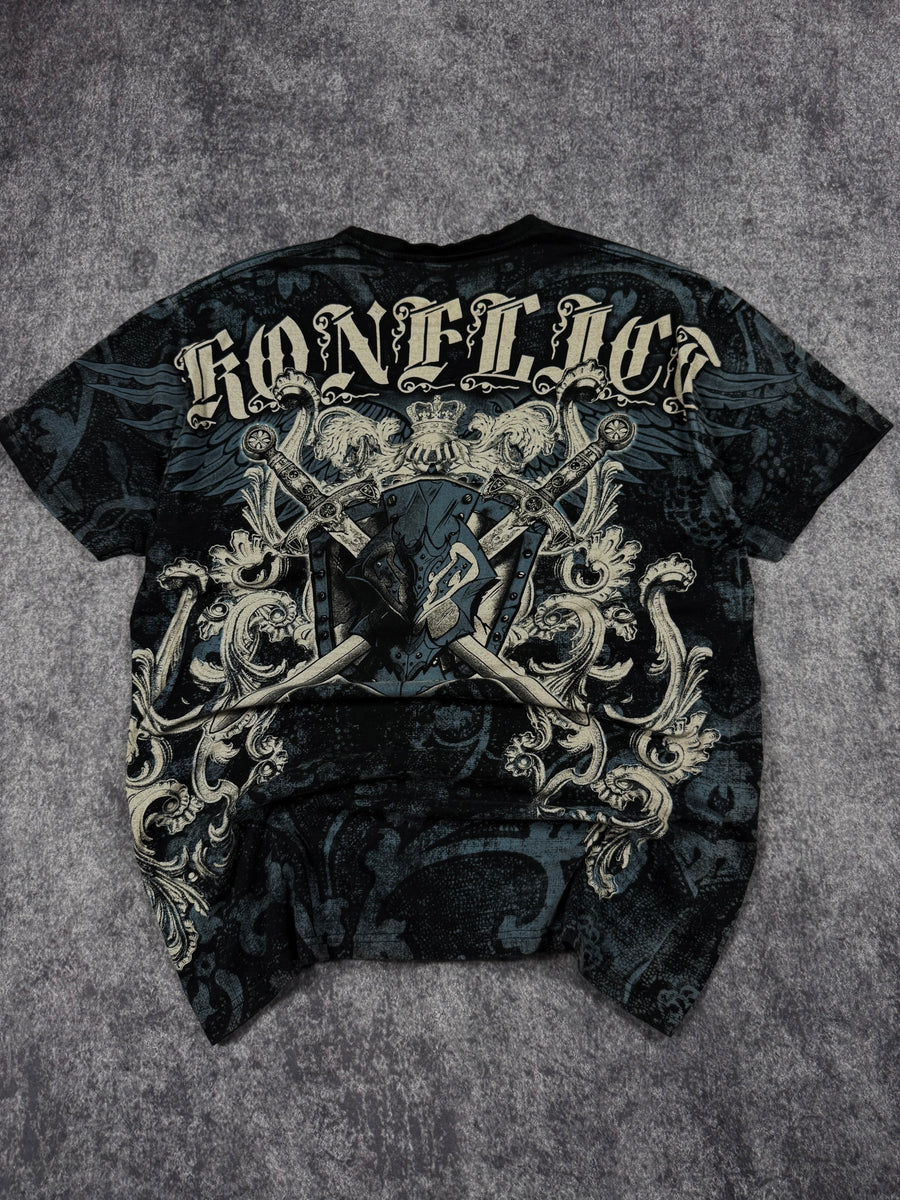 (rare) 2000s konflic chrome shirt (L)