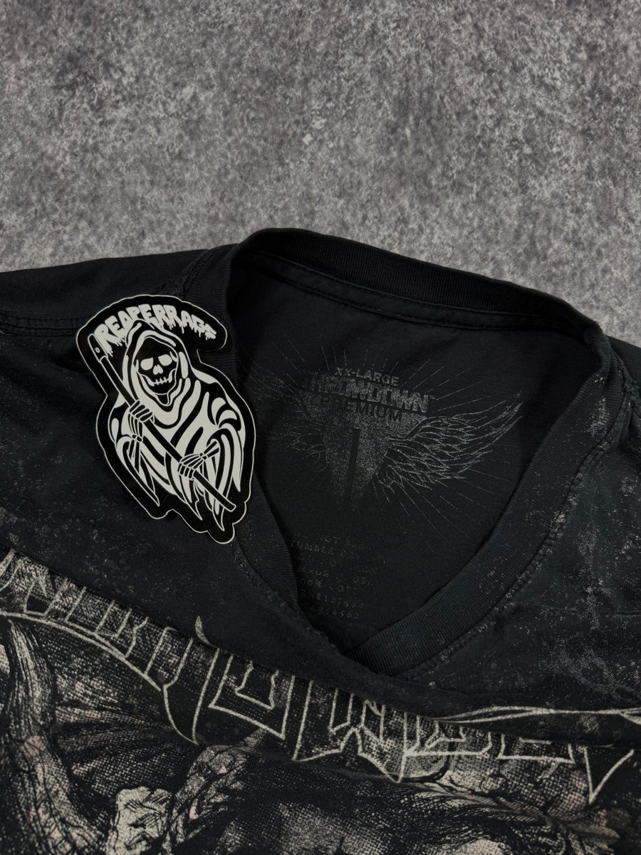 (rare) 2000s throwdown x affliction shirt (XL)