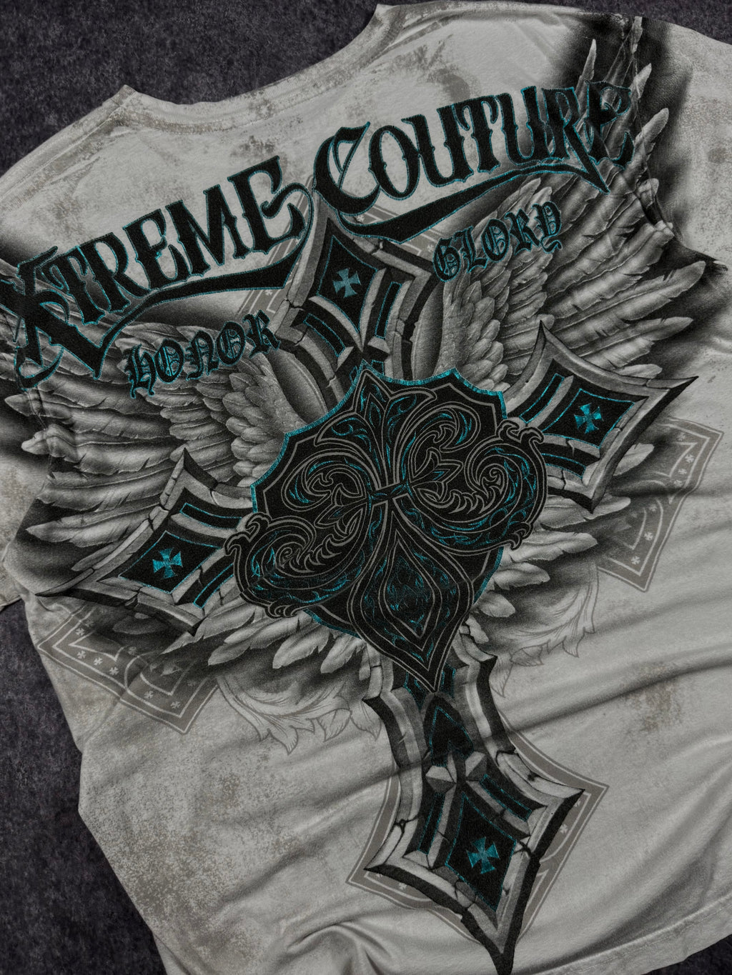 (rare) 2000s xtreme couture chrome shirt (XL)