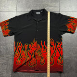 Y2K Sapphire Lounge Flame Button-Up Shirt (XL)