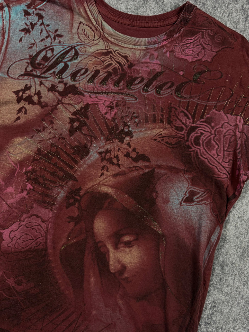 (rare) 2000s remetee x affliction crhome shirt (M)