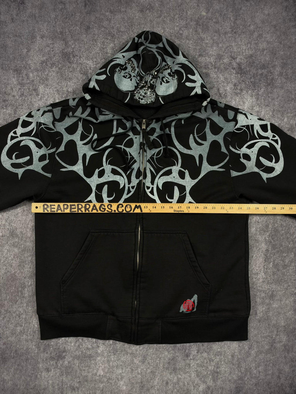 (GRAIL) 2000s RHINESTONE CYBER SIGILISM HOODIE (XL)