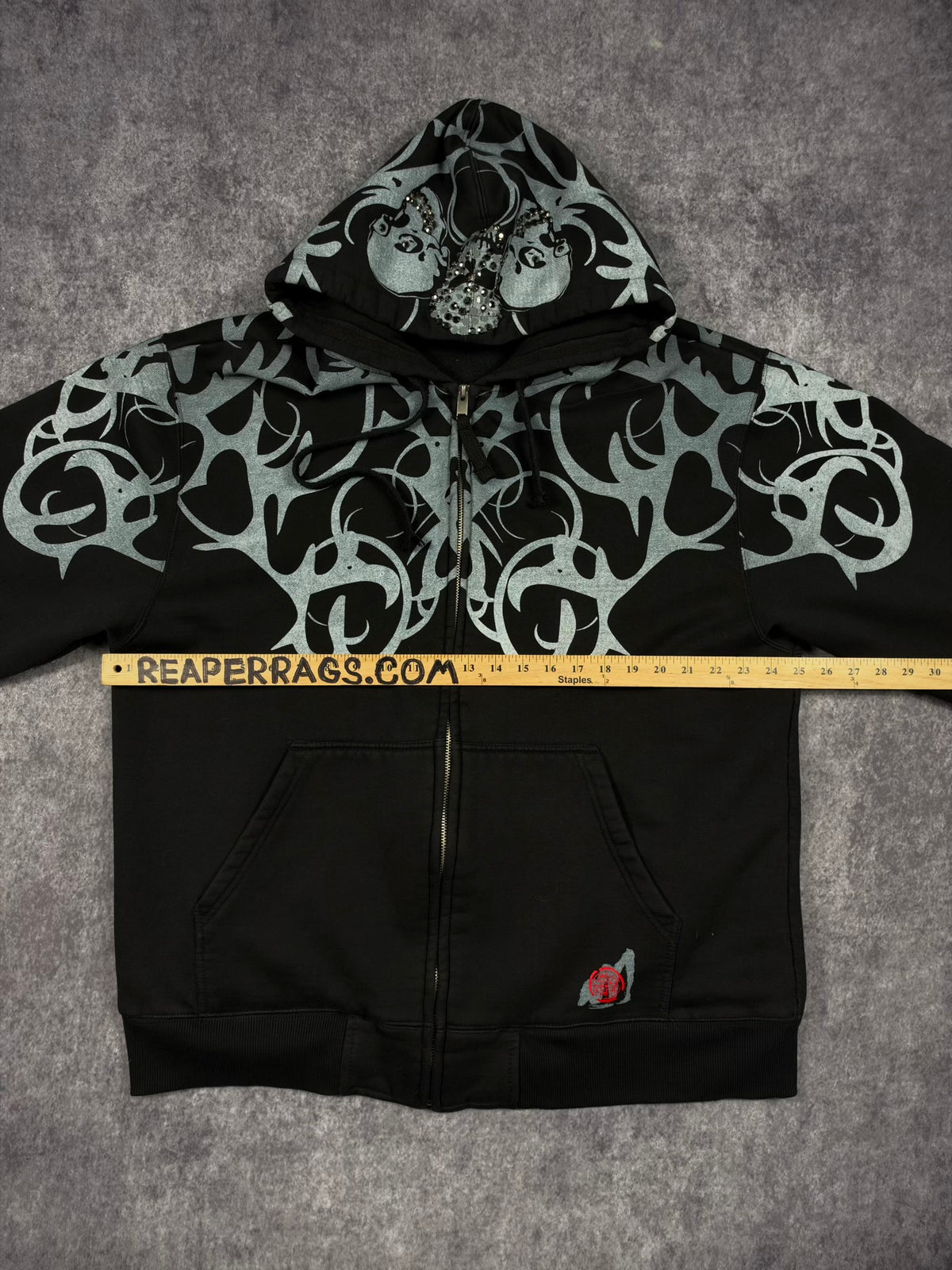 (GRAIL) 2000s RHINESTONE CYBER SIGILISM HOODIE (XL)