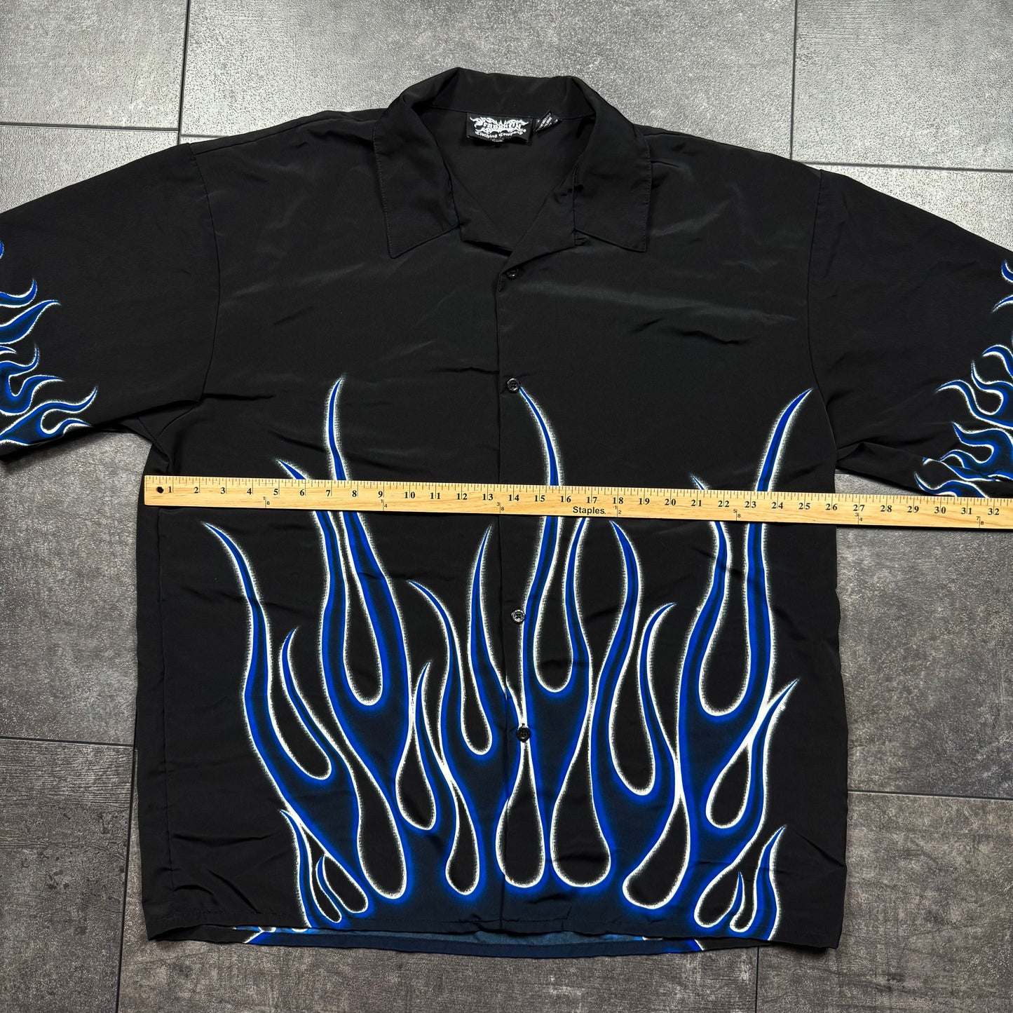 Y2K Flames Button-Up Tshirt (XXL)