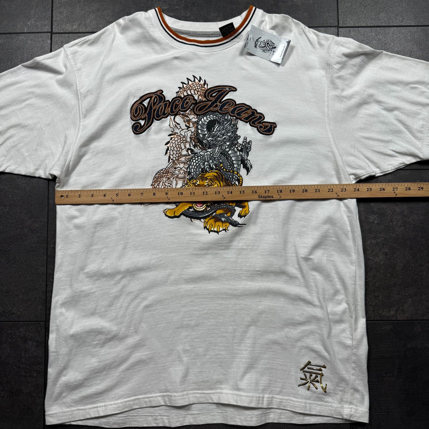 Y2K Paco Jeans Tiger & Dragon Tshirt (XL)