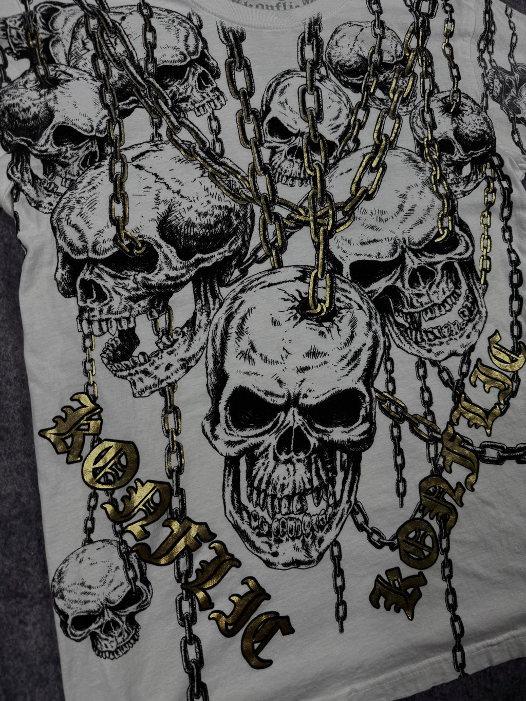 (rare) 2000s Konflic chrome shirt (S)