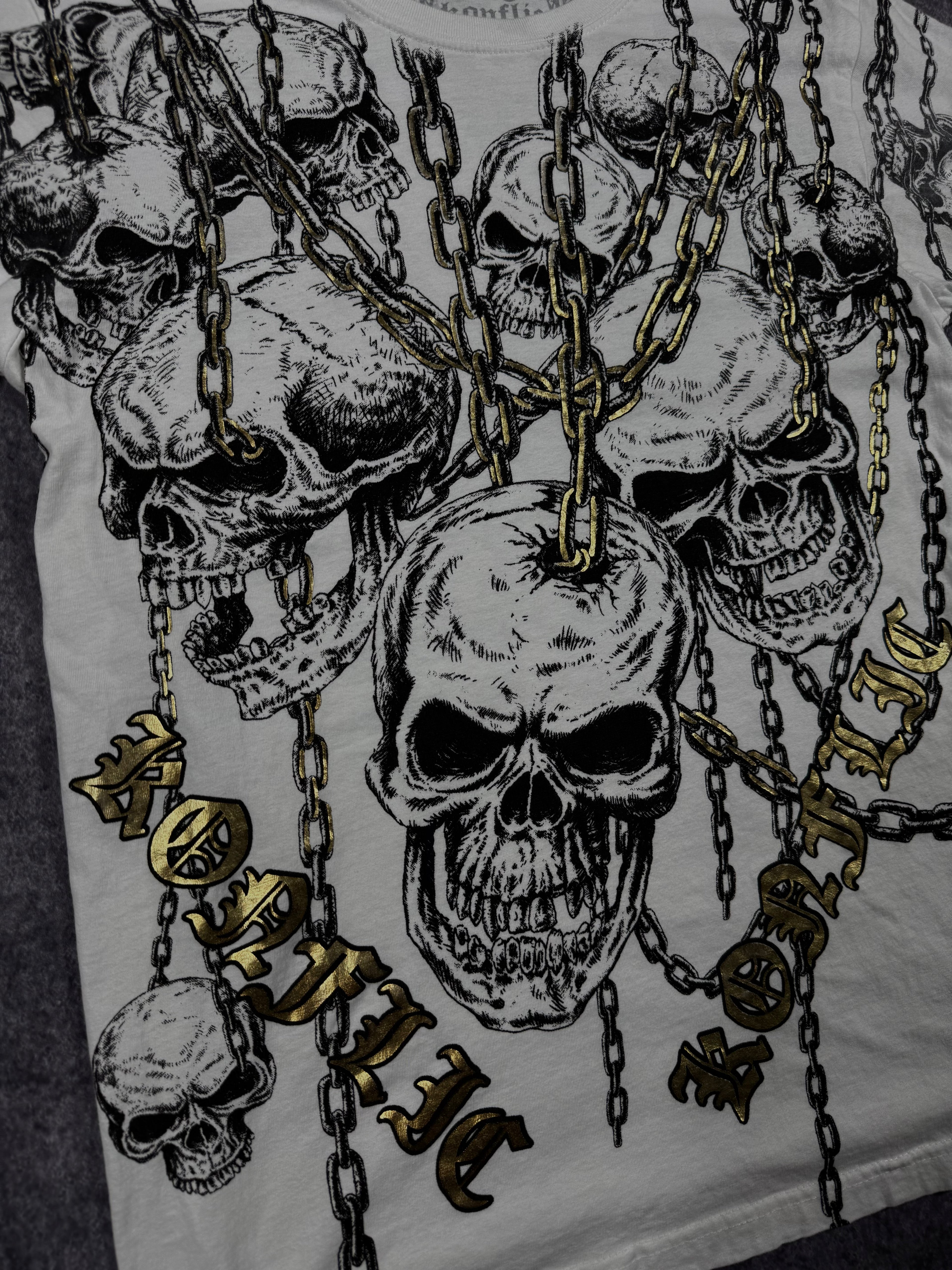 (rare) 2000s Konflic chrome shirt (S)
