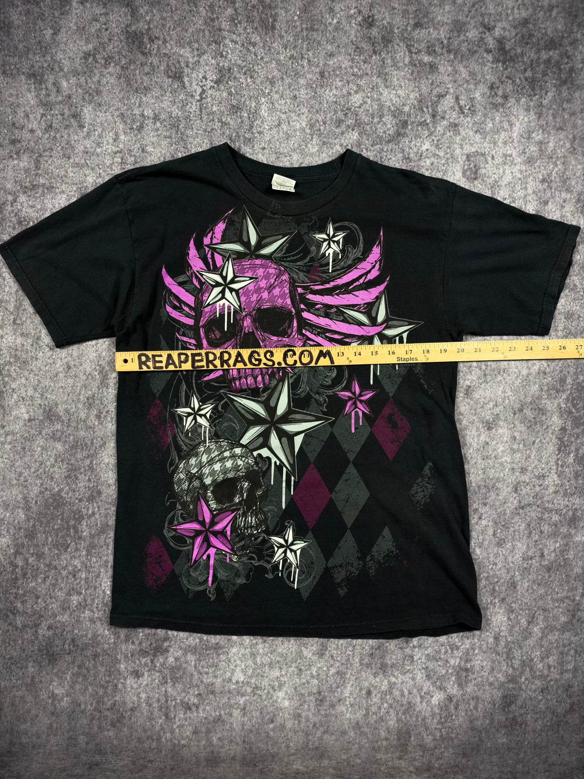 (RARE) 2000S WINGED SKULL SHIRT (M)