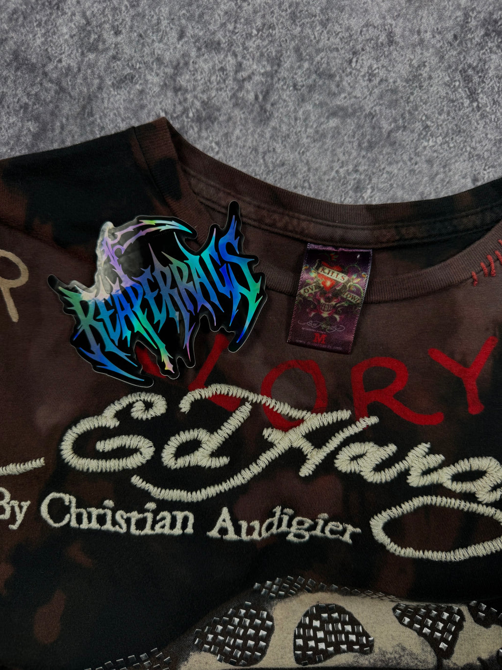 (rare) 2000s ed hardy studded shirt (S)