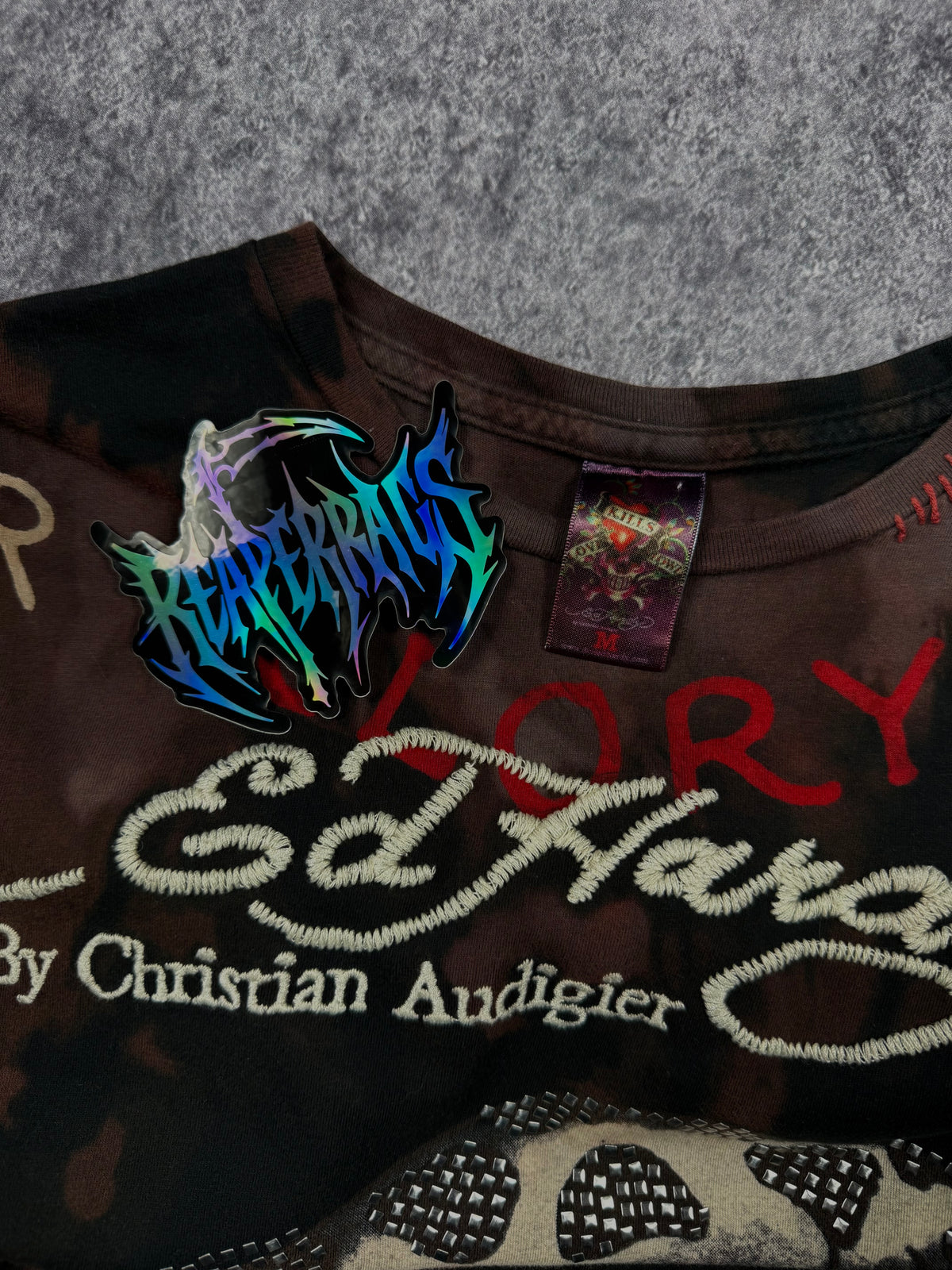 (rare) 2000s ed hardy studded shirt (S)