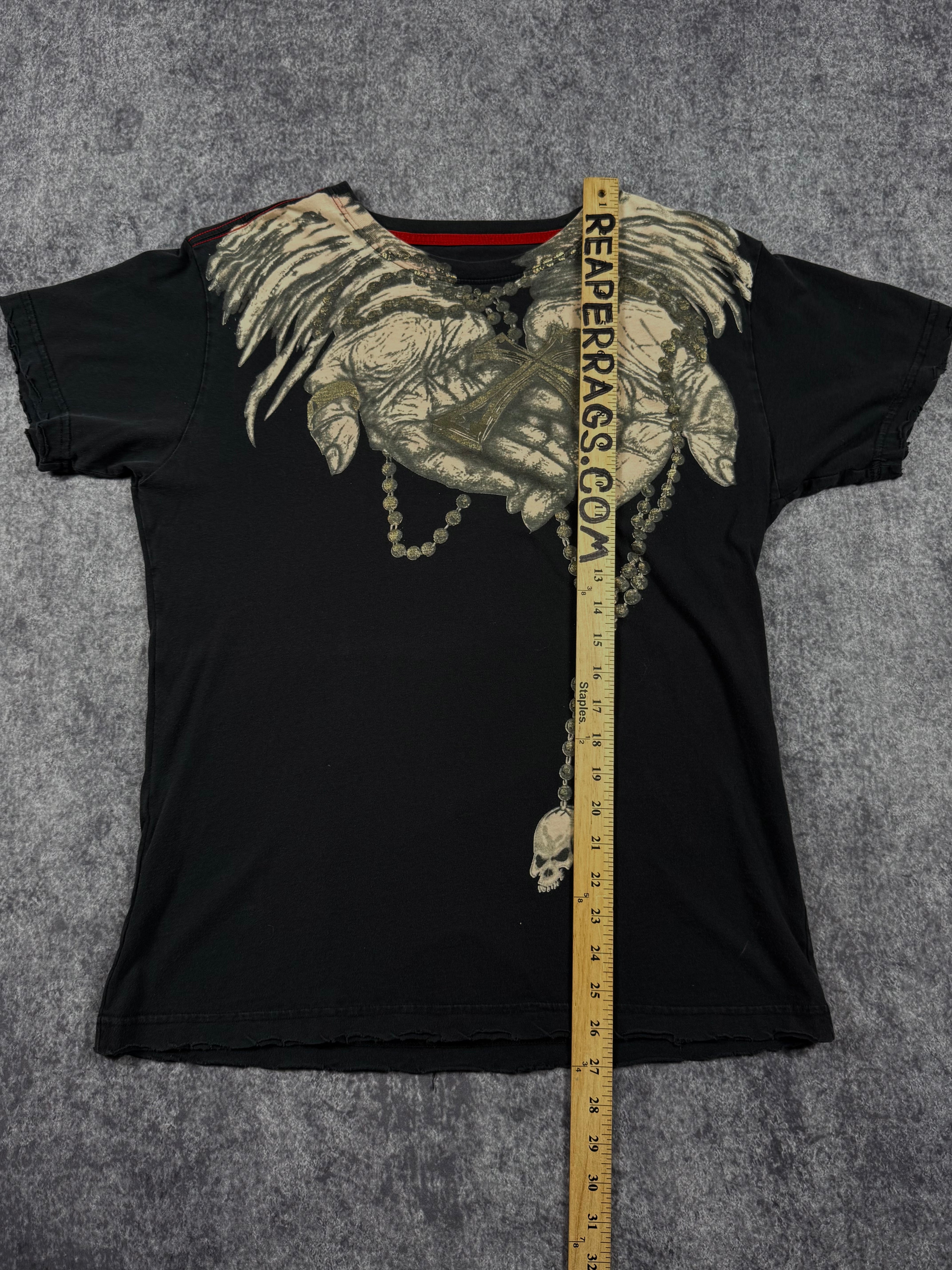 (rare) 2000s affliction x ozzy osbourne chrome shirt (M)