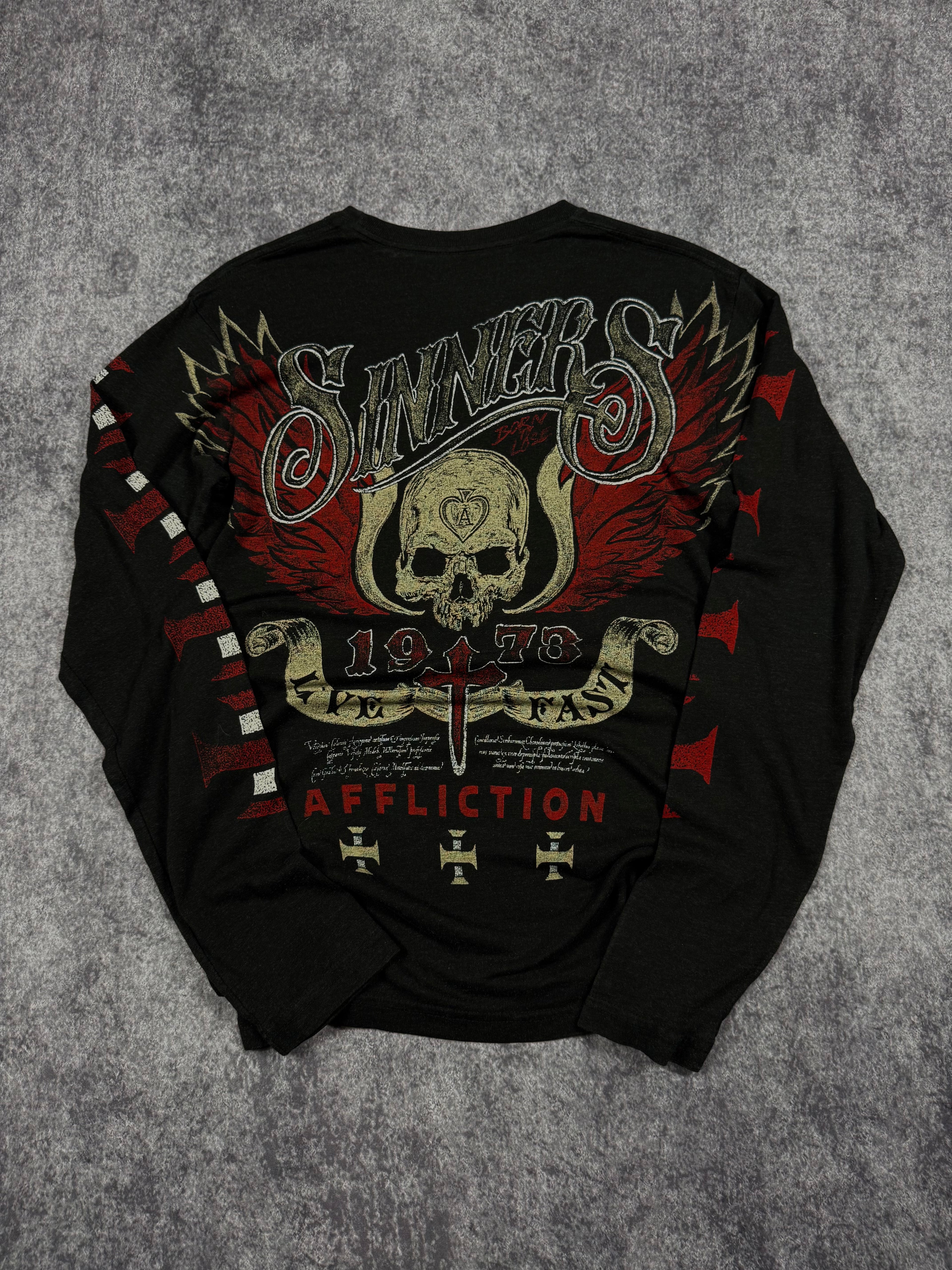 2000s affliction long sleeve shirt (M)