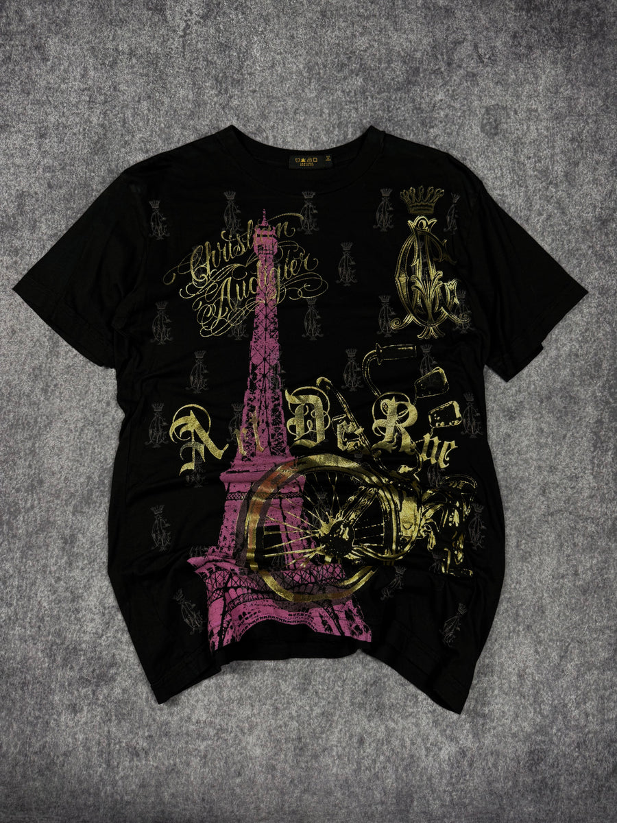 (rare) 2000s christian audigier chrome shirt (S)