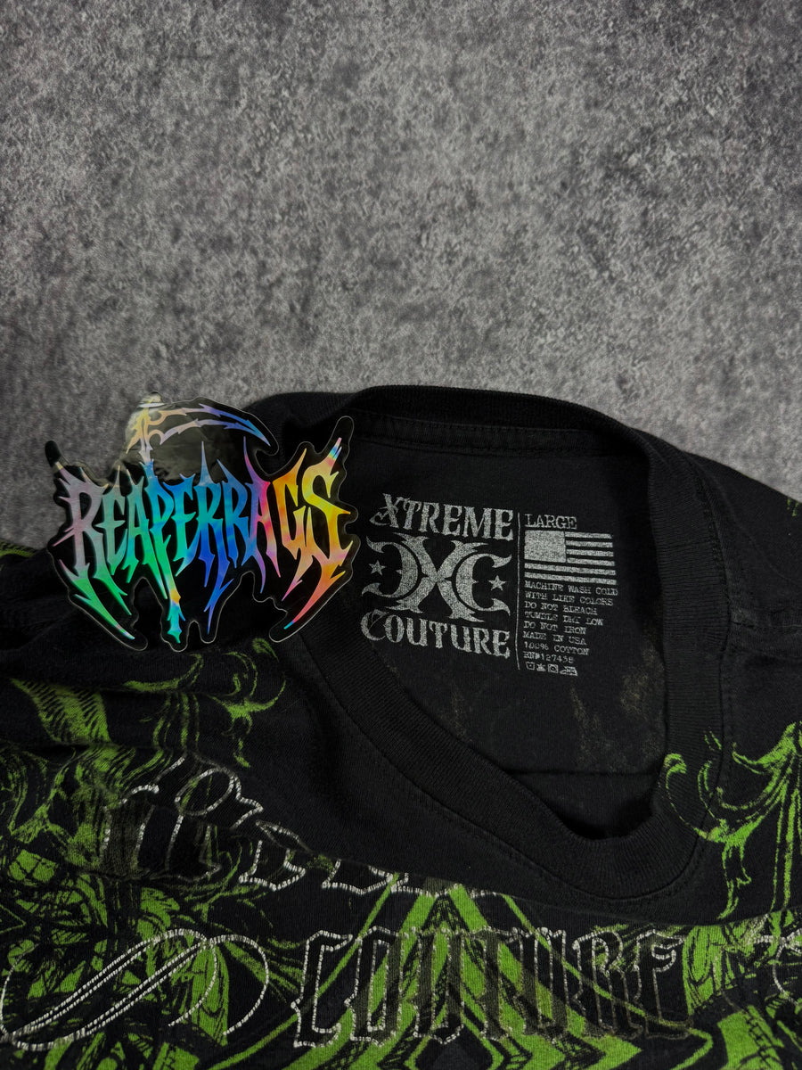 (rare) 2000s xtreme couture chrome shirt (L)