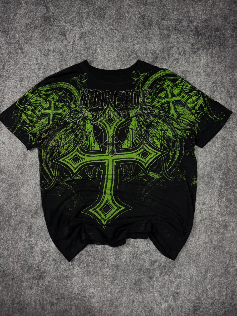 (rare) 2000s xtreme couture chrome shirt (L)