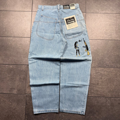 Deadstock Y2K JNCO Style LA GATE Baggy Embroidered Jeans