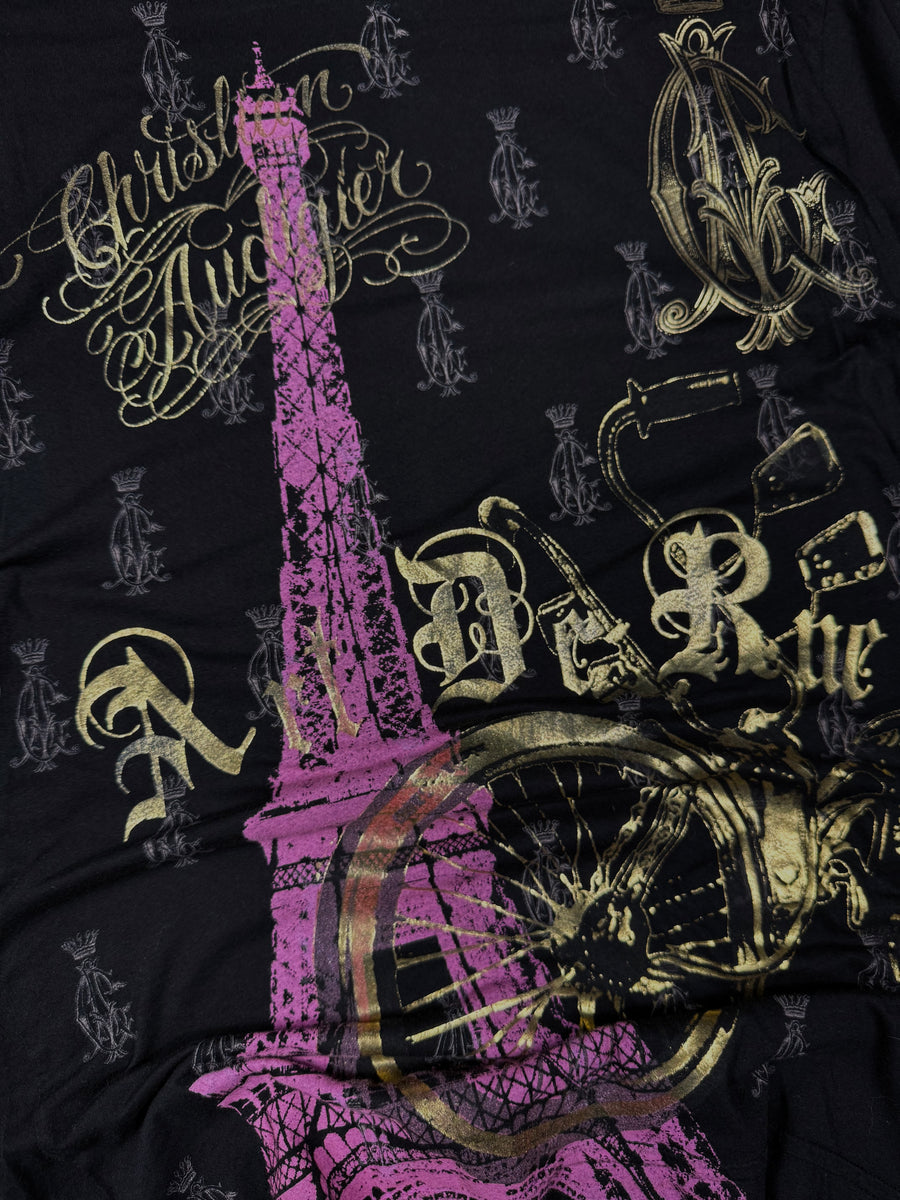 (rare) 2000s christian audigier chrome shirt (S)