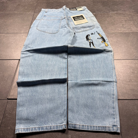 Deadstock Y2K JNCO Style LA GATE Baggy Embroidered Jeans