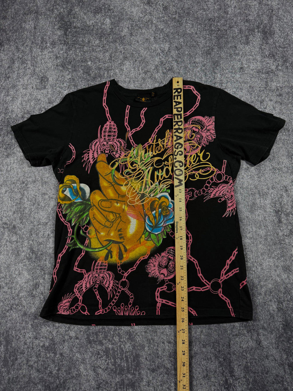 (rare) 2000s christian audigier chrome shirt (M)
