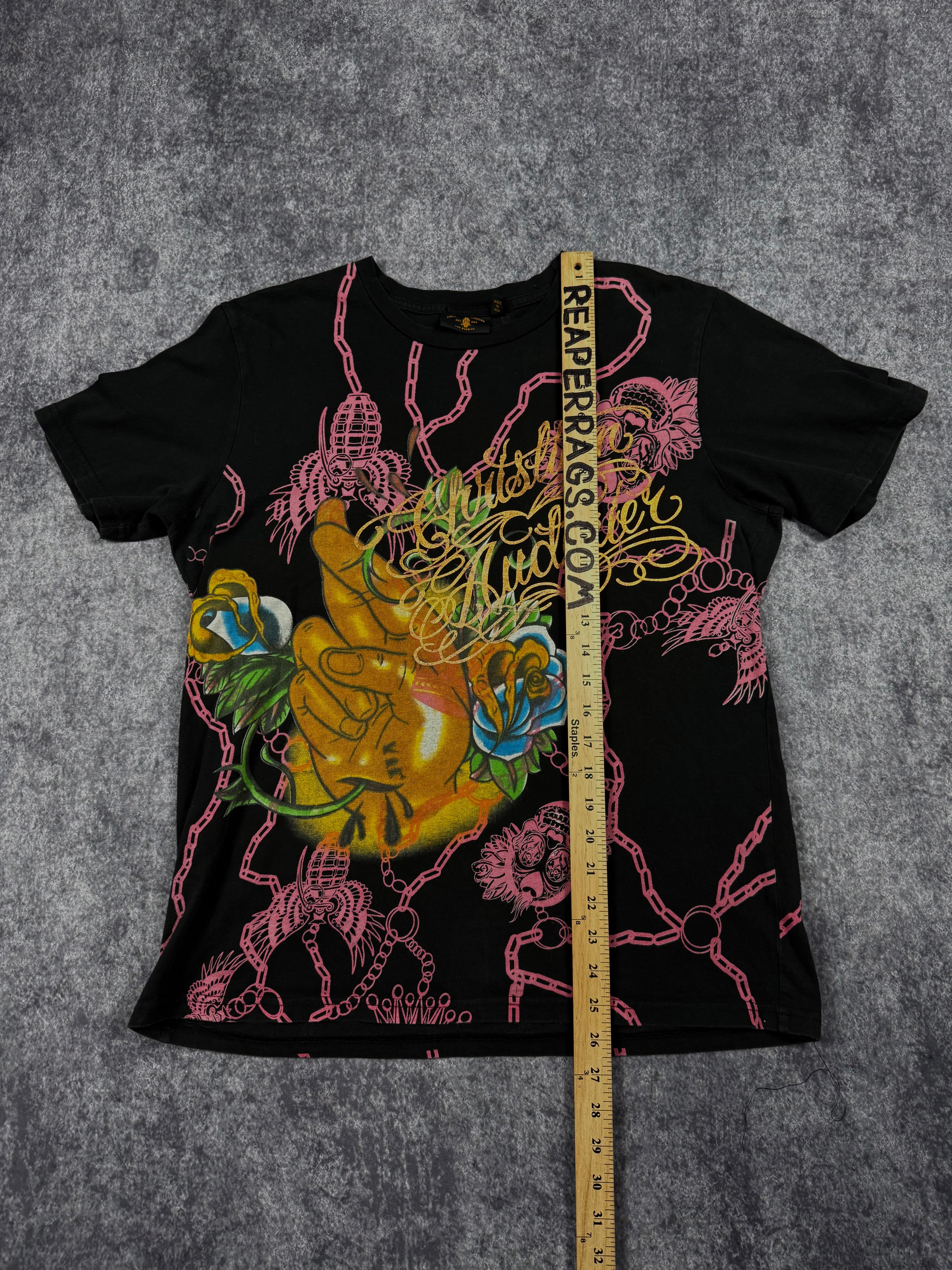 (rare) 2000s christian audigier chrome shirt (M)