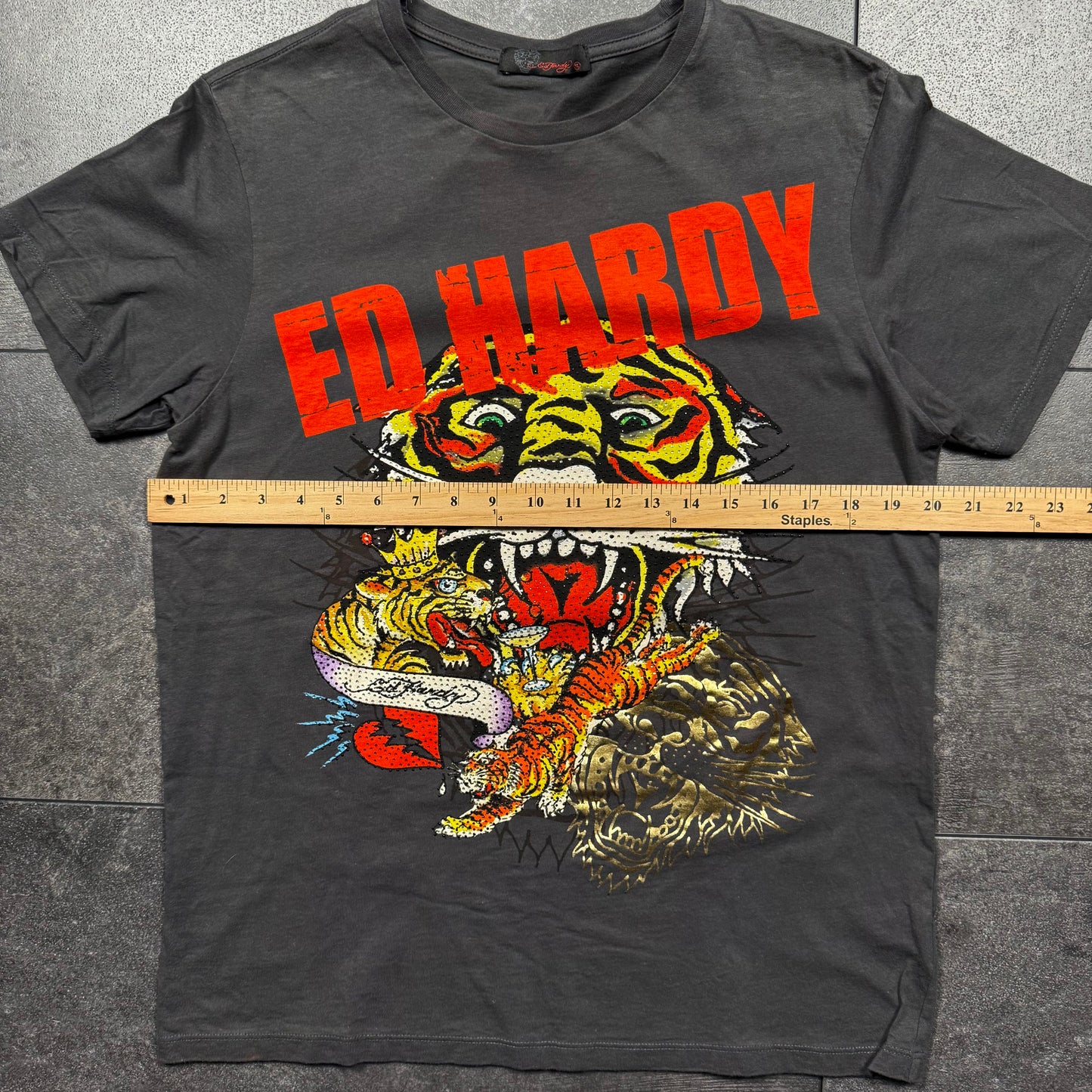 Y2K Ed Hardy Tiger Rhinestone Tshirt (M)