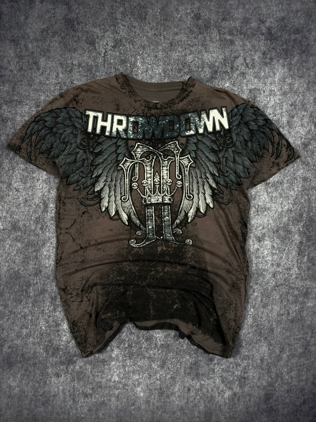 (RARE) 2000s THROWDOWN SHIRT (L)