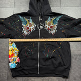 Deadstock 2000s Rhinestone Skull Hoodie (XL)