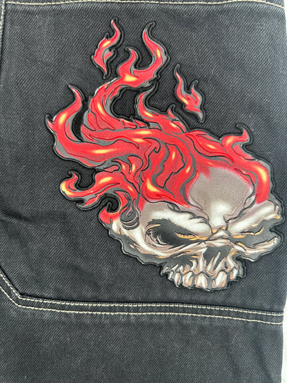 JNCO Flame Head Baggy Jeans (30x27)