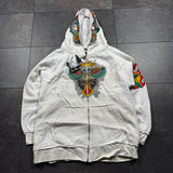 Deadstock 2000s Rhinestone Skull Hoodie (XL)