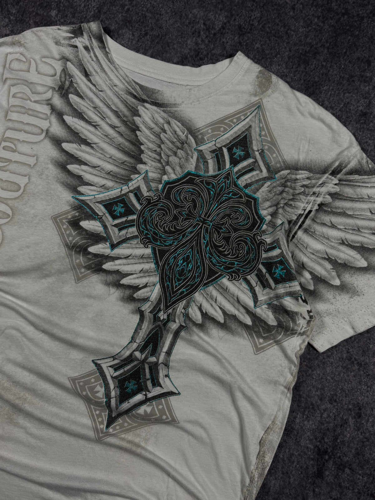 (rare) 2000s xtreme couture chrome shirt (XL)