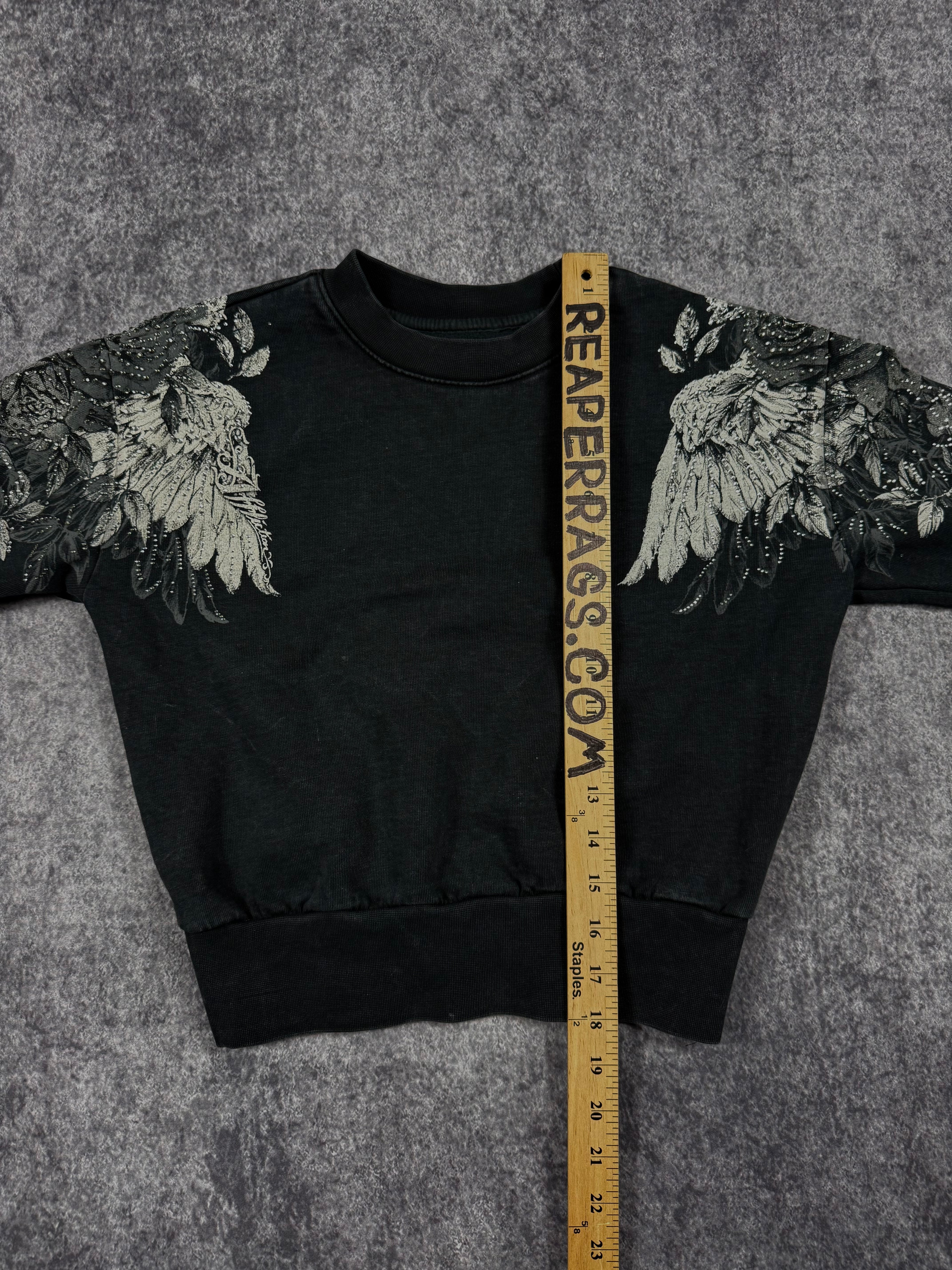 (rare) 2000s affliction rhinestone crewneck (XS)