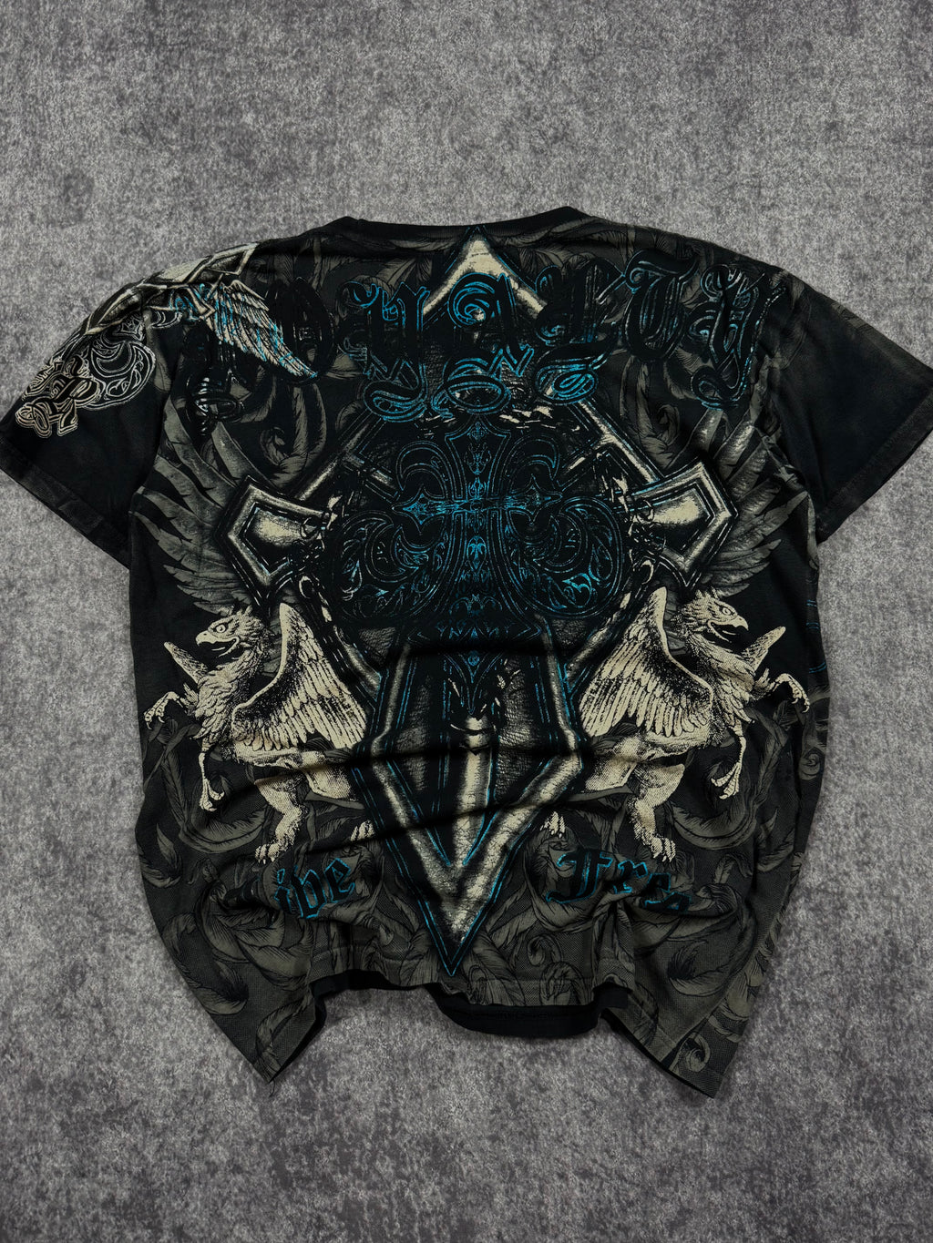 (rare) 2000s xzavier x buckle rhinestone shirt (S)