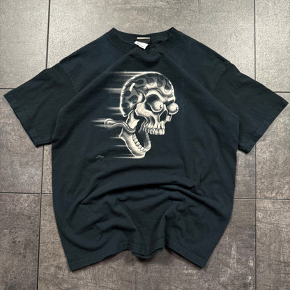 Y2K Liquid Blue Skull Tshirt (M)