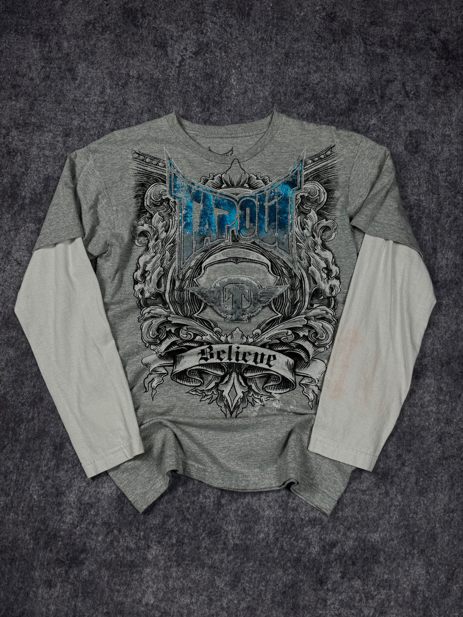 (rare) 2000s tapout chrome layered shirt (S)