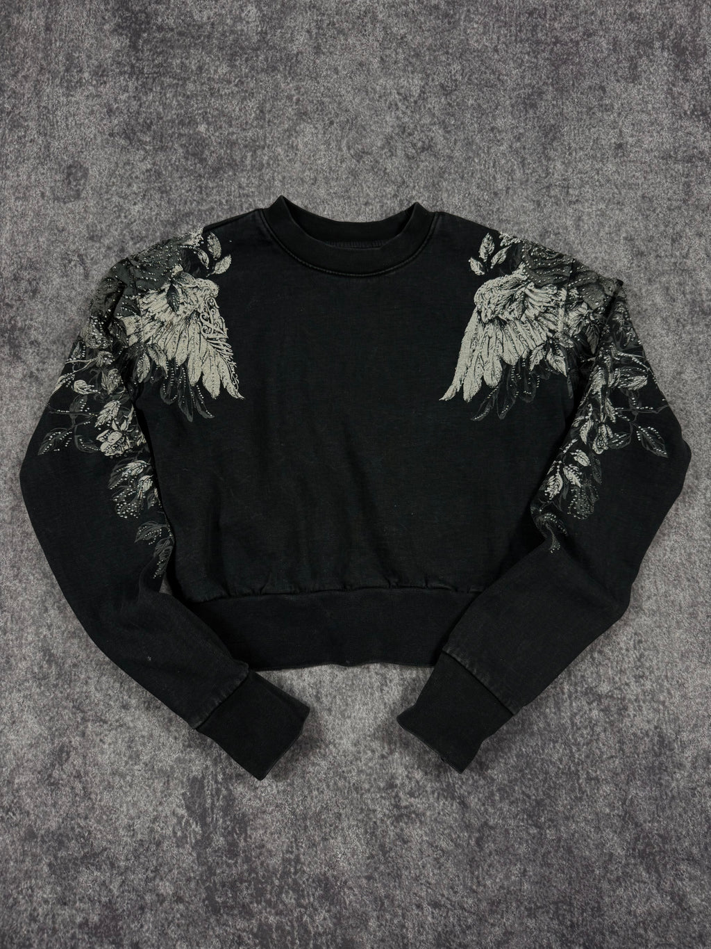 (rare) 2000s affliction rhinestone crewneck (XS)