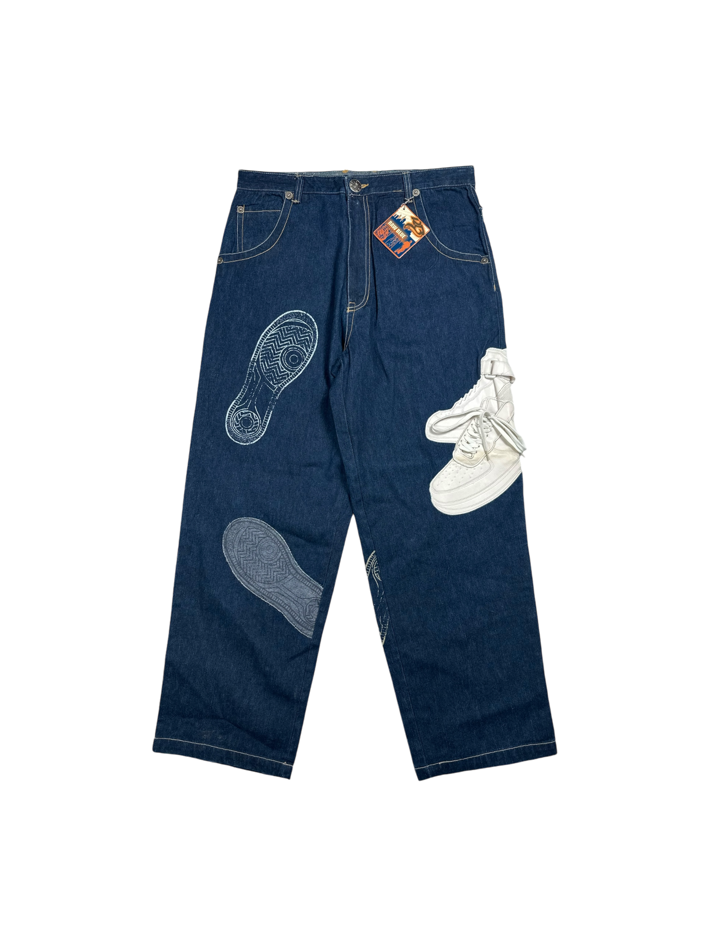 Raw Blue Embroidered Baggy Jeans