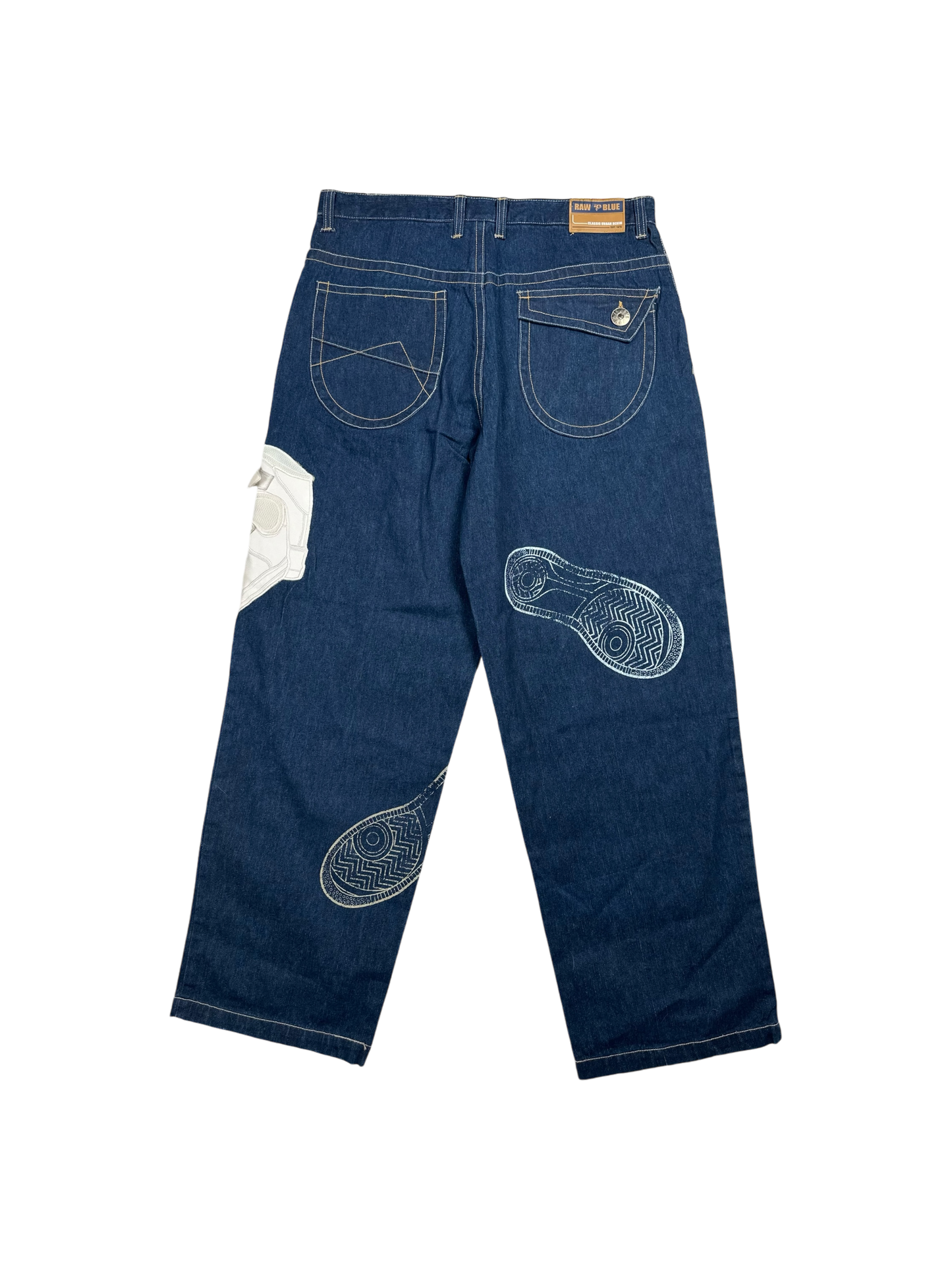 Raw Blue Embroidered Baggy Jeans