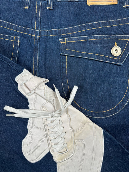 Raw Blue Embroidered Baggy Jeans