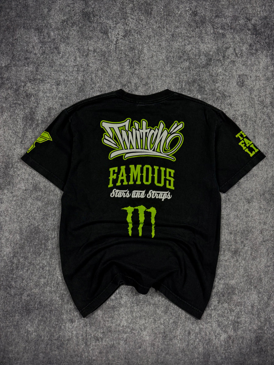 (RARE) 2000s MONSTER ENERGY x FAMOUS STARS & STRAPS SHIRT (S)