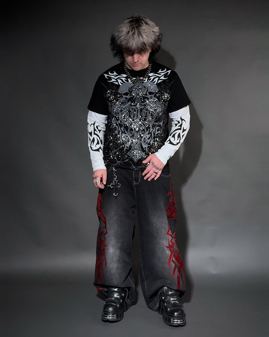 SINNER LAYERED SHIRT (BLACK)