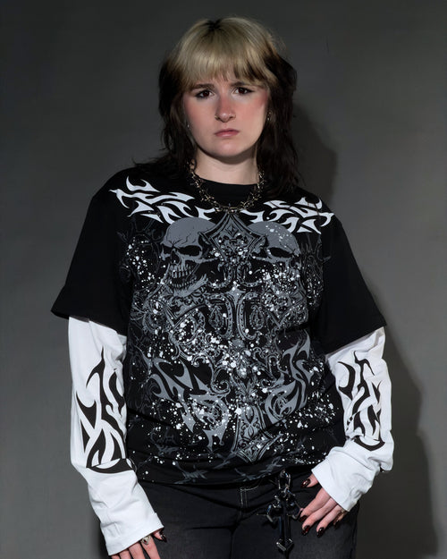 SINNER LAYERED SHIRT (BLACK)