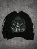 (RARE) 2000s BIKER SKULL LONG SLEEVE SHIRT (XL)